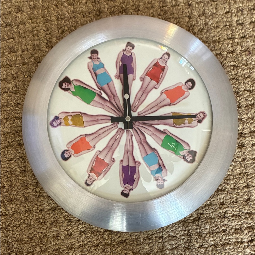 Retro Swim Dress Wall Clock in Silver